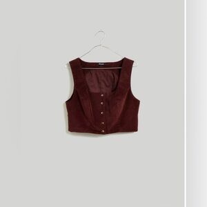 Madewell Women's Corduroy Twill Button-Front Crop Bralette Top